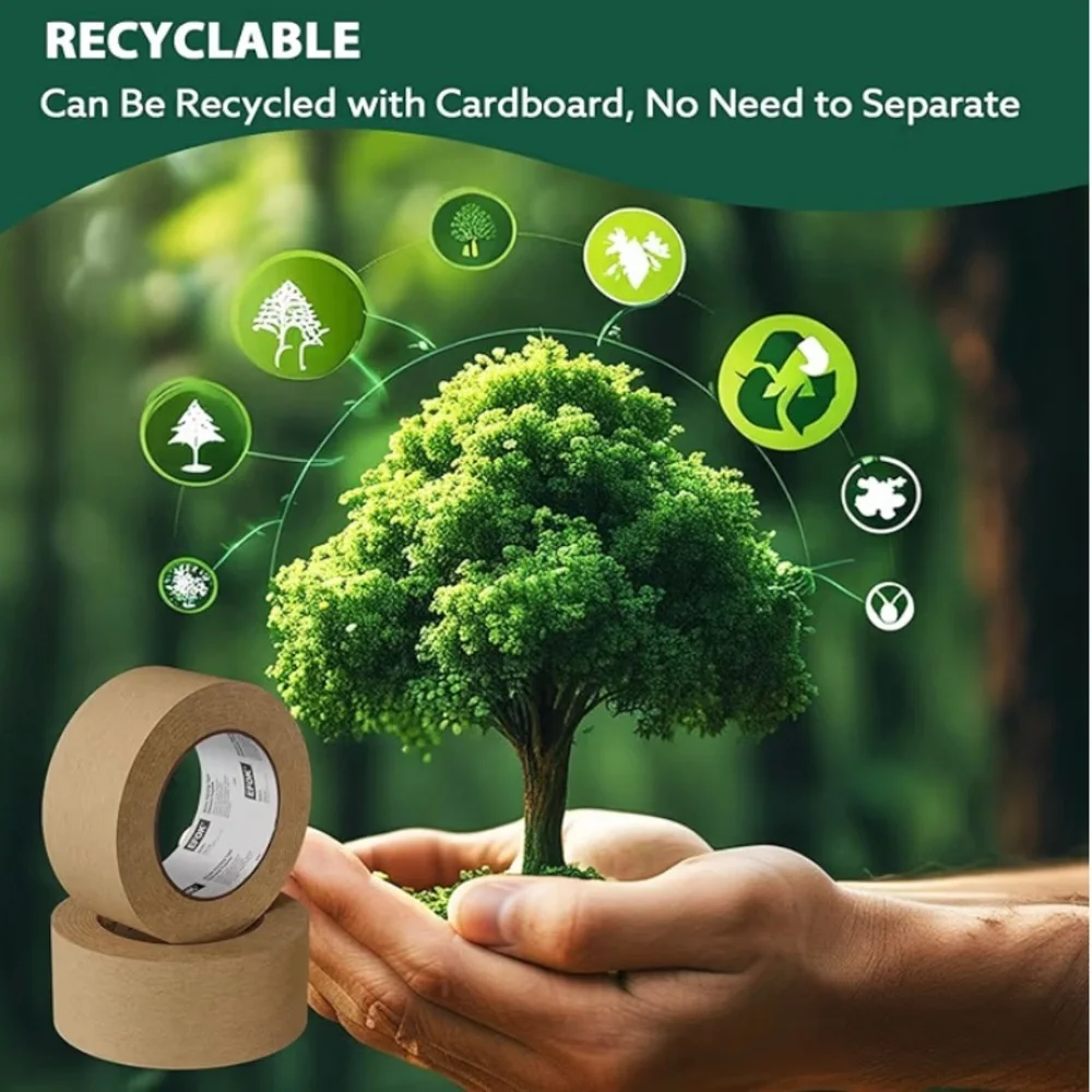Kraft Paper Packaging Tape One Roll 2 Inch x 55 Yards